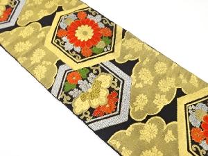 アンティーク　雲に亀甲・桐・菊模様織り出し袋帯（着用可）